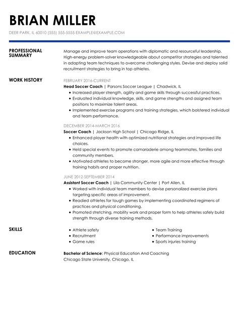 football coach responsibilities for resume.